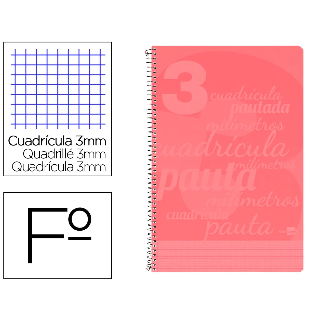 Libreta espiral Liderpapel con tapa de plástico pautaguía 3mm colores surtidos libreriadavinci