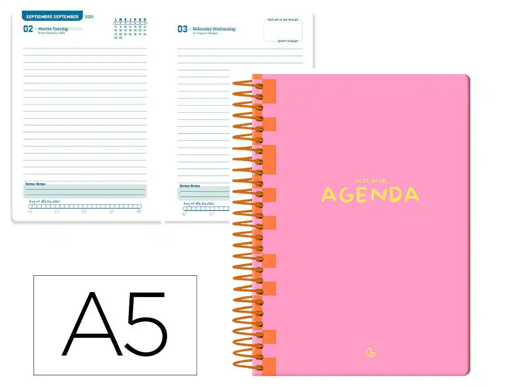 Agenda escolar 25/26 Bilingüe Rosa librerialamota
