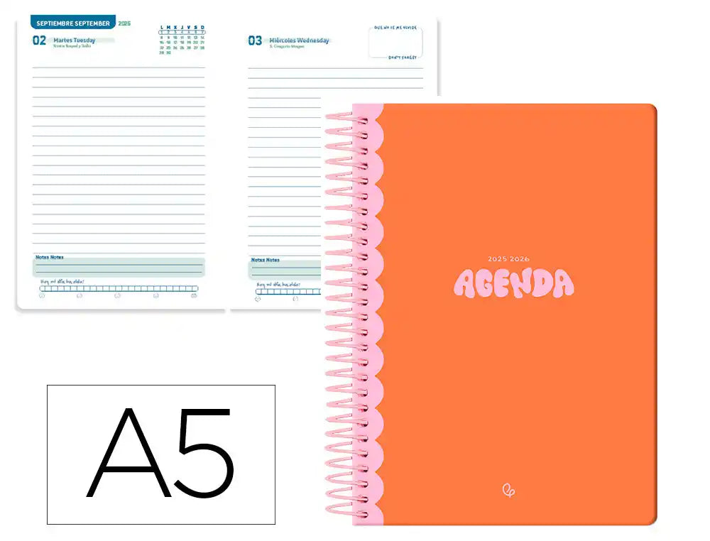 Agenda escolar 25/26 Bilingüe Naranja librerialamota