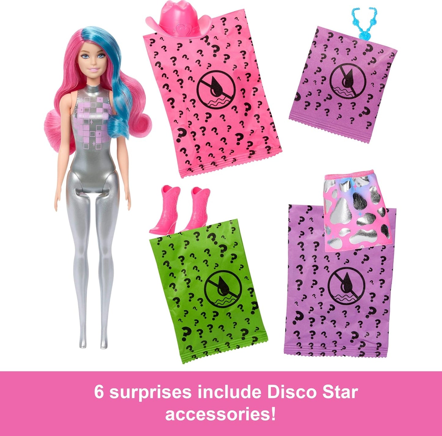 Muñeca Barbie Color Reveal Serie Disco Star juego de mesa