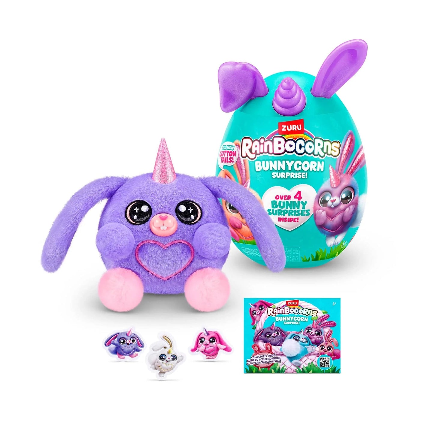 Peluche Rainbocorns conejo Bunnycorn en huevo con cuerno de unicornio, perfumado y con 4 accesorios juego de mesa