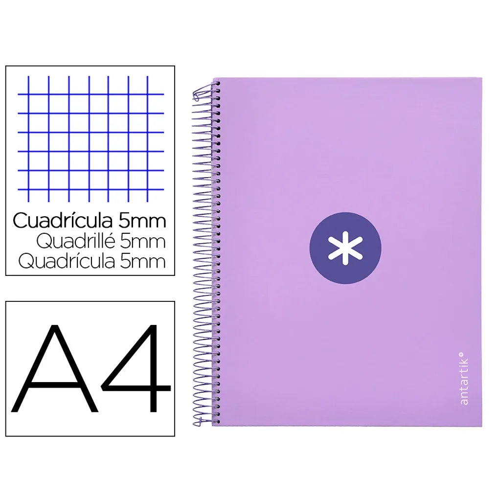 Cuaderno espiral A4 Antartik 5mm Lavanda libreriadavinci