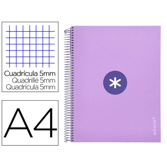 Cuaderno espiral A4 Antartik 5mm Lavanda libreriadavinci