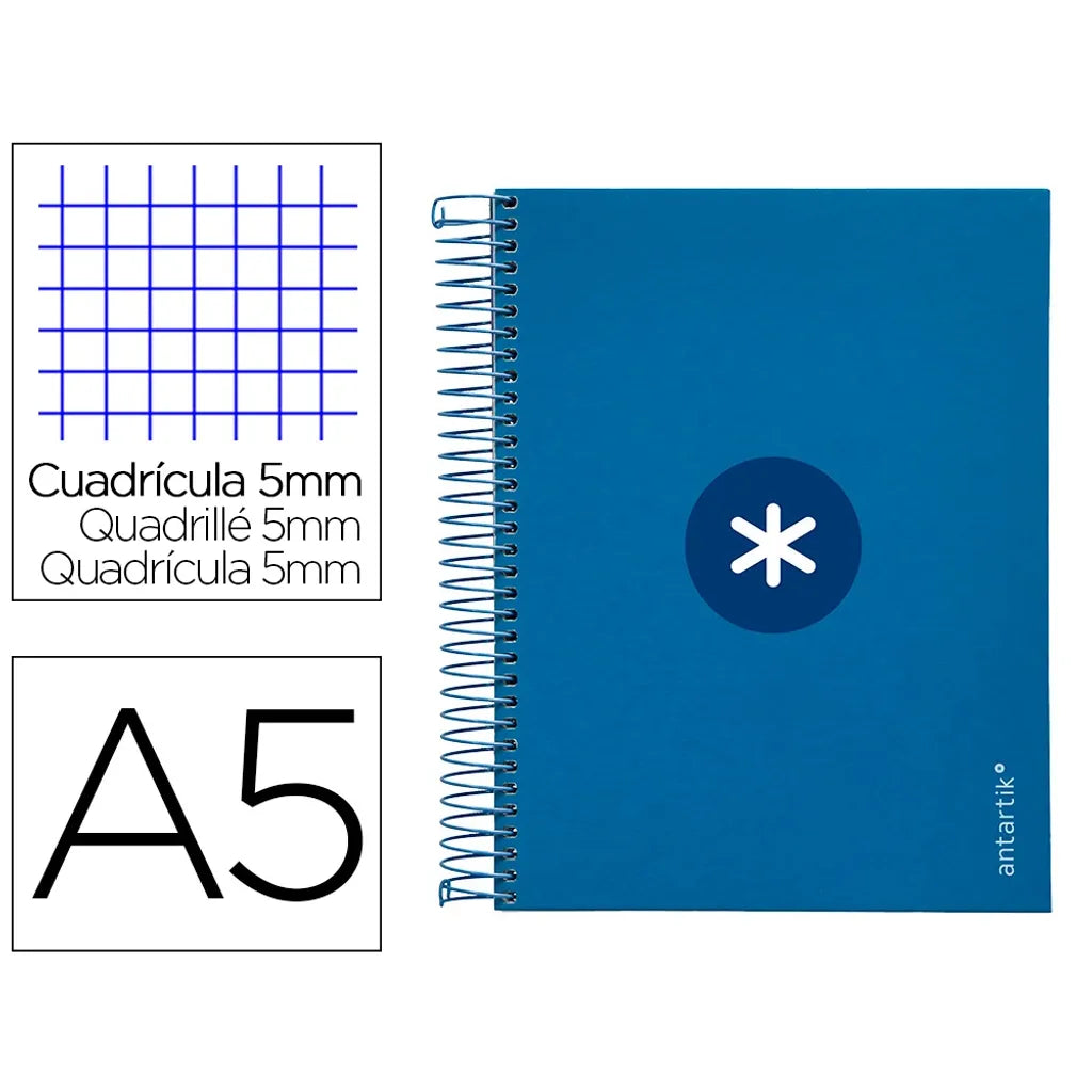 Cuaderno espiral A5 Antartik 5mm Azul Oscuro libreriadavinci