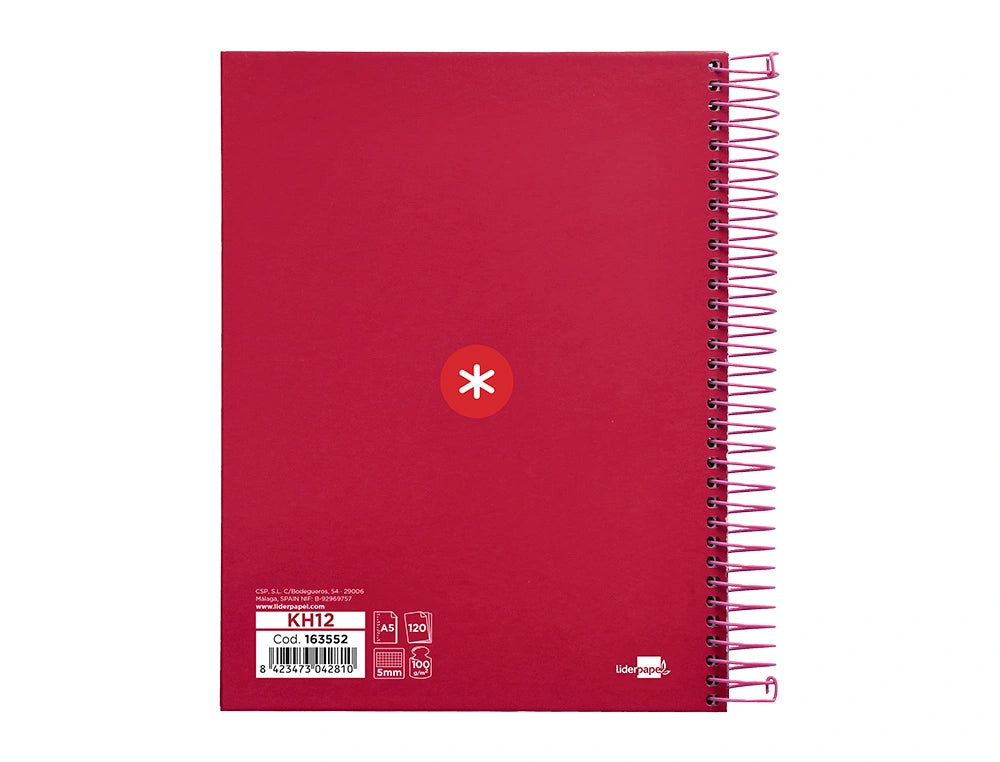 Cuaderno espiral A5 Antartik 5mm Frambuesa libreriadavinci