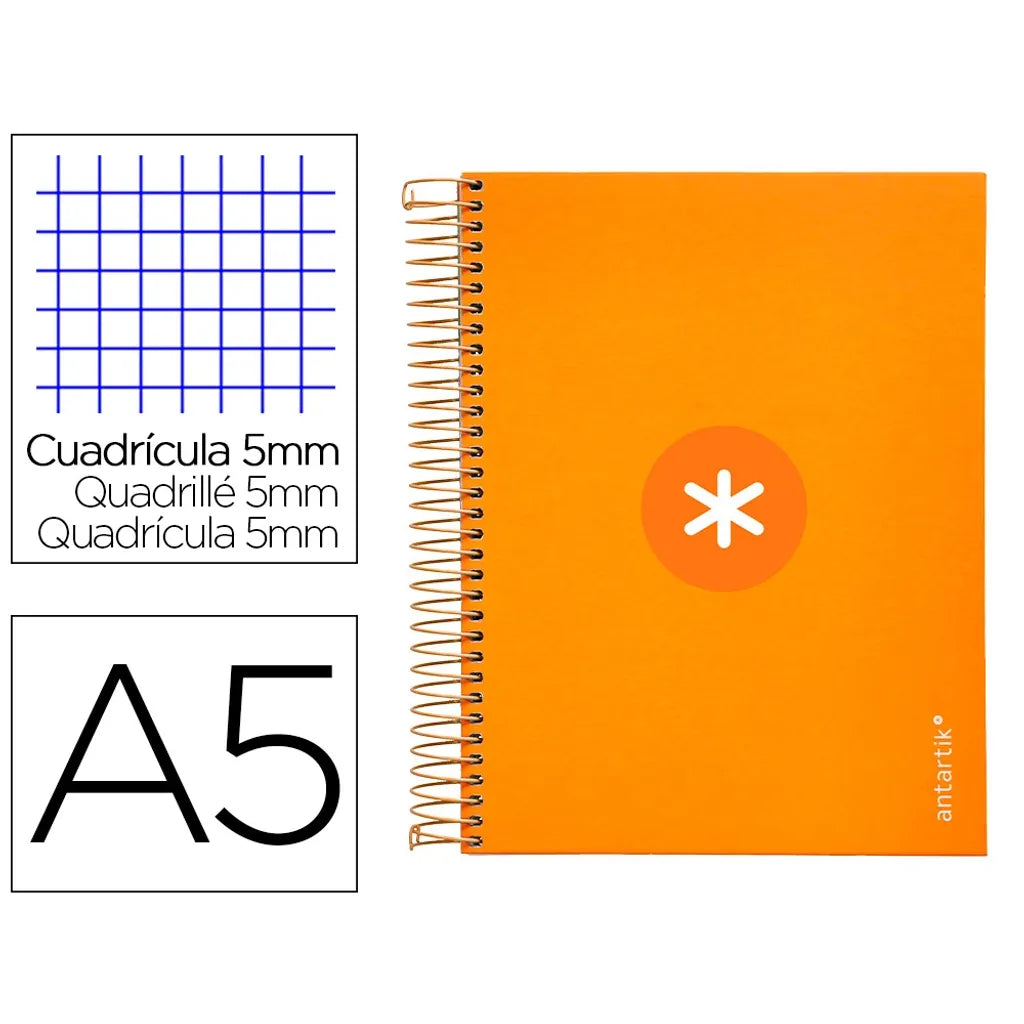 Cuaderno espiral A5 Antartik 5mm Mostaza libreriadavinci