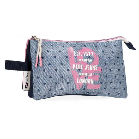 Estuche Pepe Jeans Noni Denim 3 compartimentos libreriadavinci