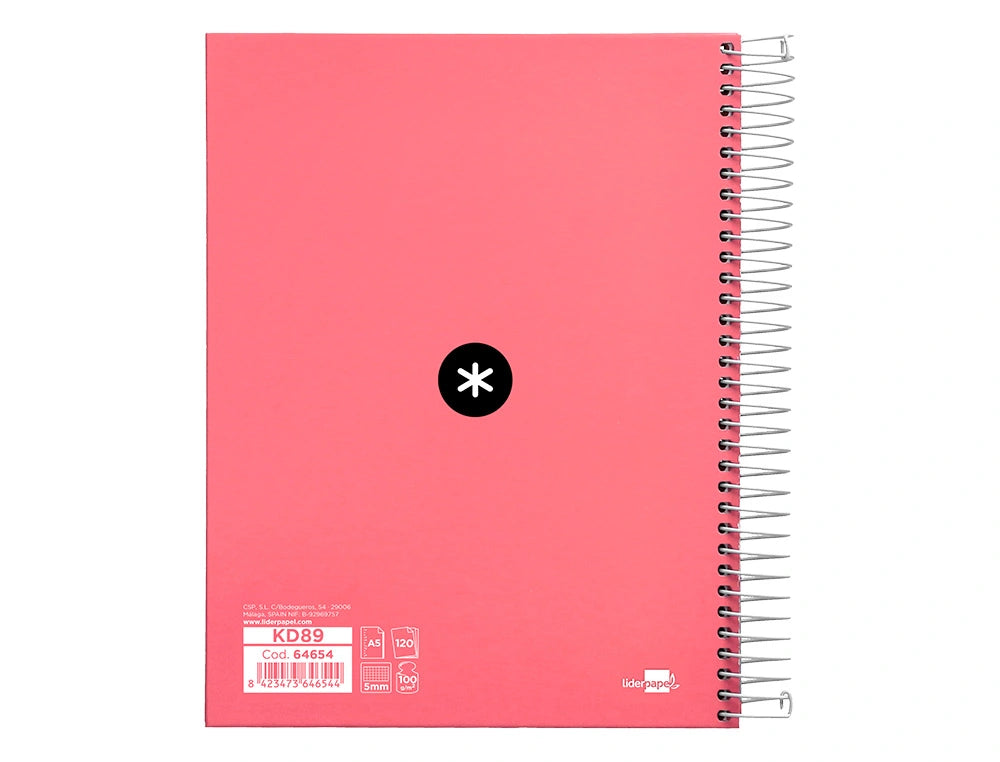 Cuaderno espiral A5 Antartik 5mm Coral libreriadavinci