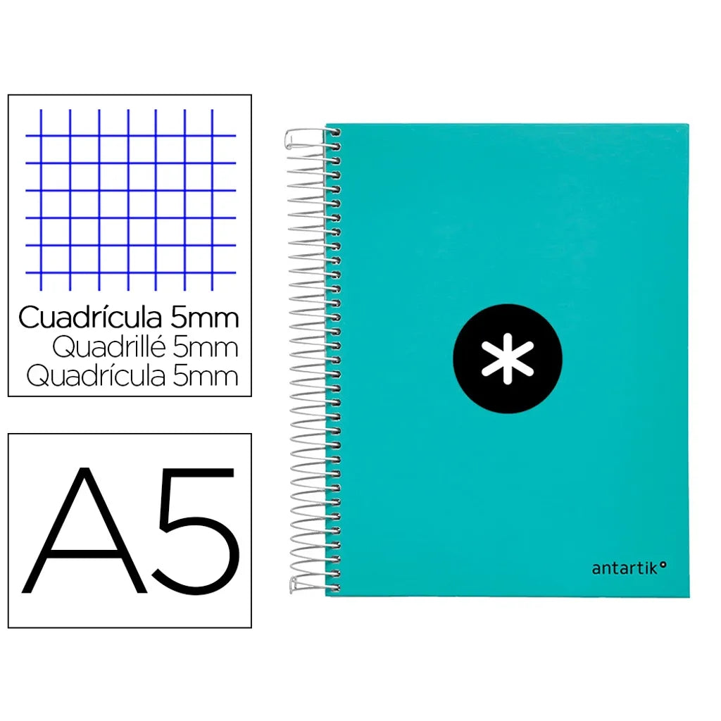 Cuaderno espiral A5 Antartik 5mm Menta libreriadavinci