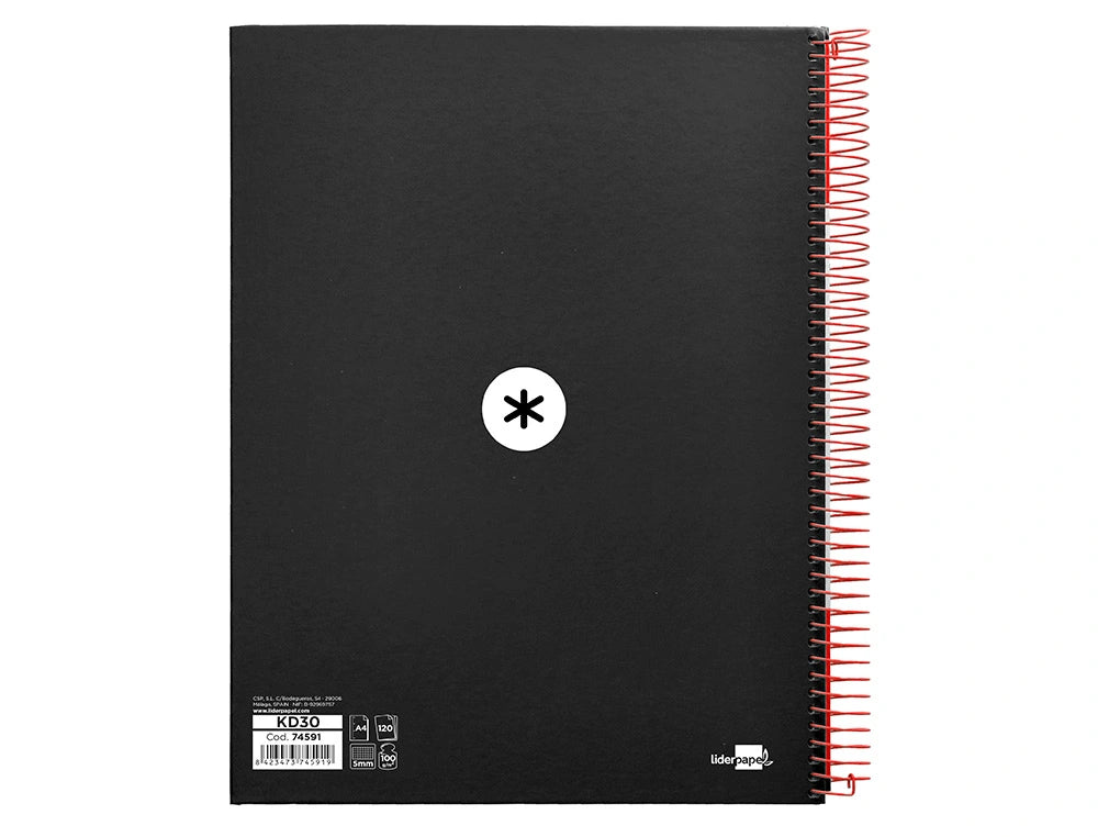 Cuaderno espiral A4 Antartik 5mm Negro libreriadavinci