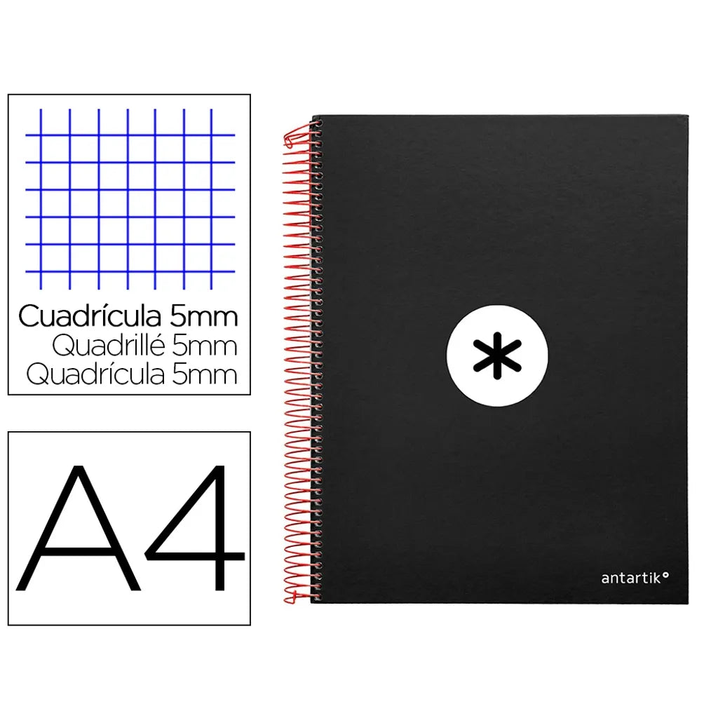 Cuaderno espiral A4 Antartik 5mm Negro libreriadavinci