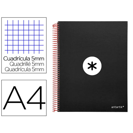 Cuaderno espiral A4 Antartik 5mm Negro libreriadavinci