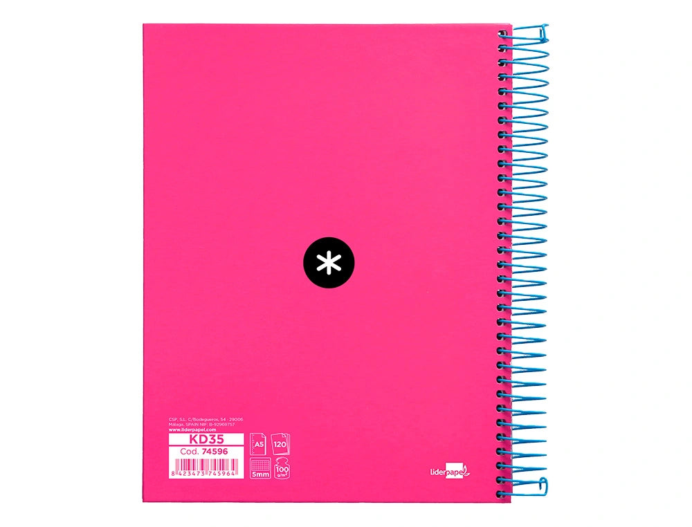 Cuaderno espiral A5 Antartik 5mm Fucsia libreriadavinci