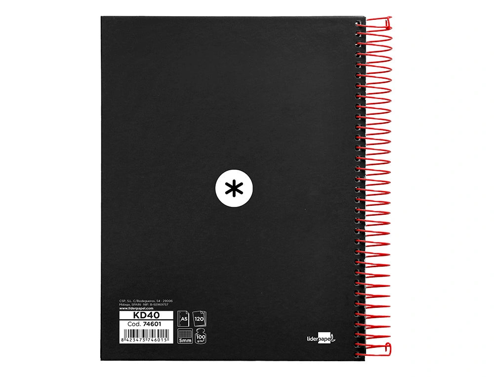 Cuaderno espiral A5 Antartik 5mm Negro libreriadavinci