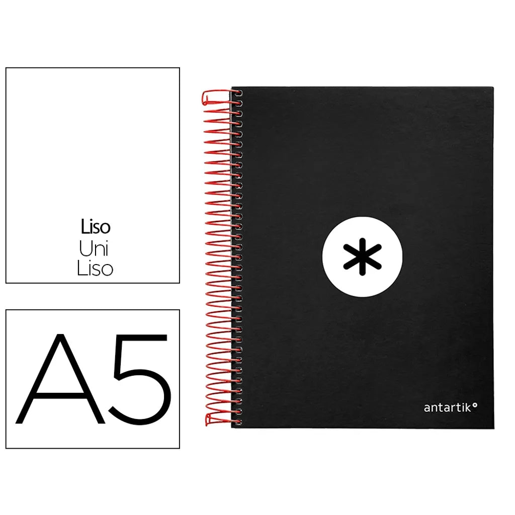 Cuaderno espiral A5 Antartik liso Negro libreriadavinci