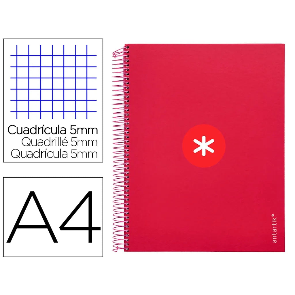 Cuaderno espiral A4 Antartik 5mm Frambuesa libreriadavinci