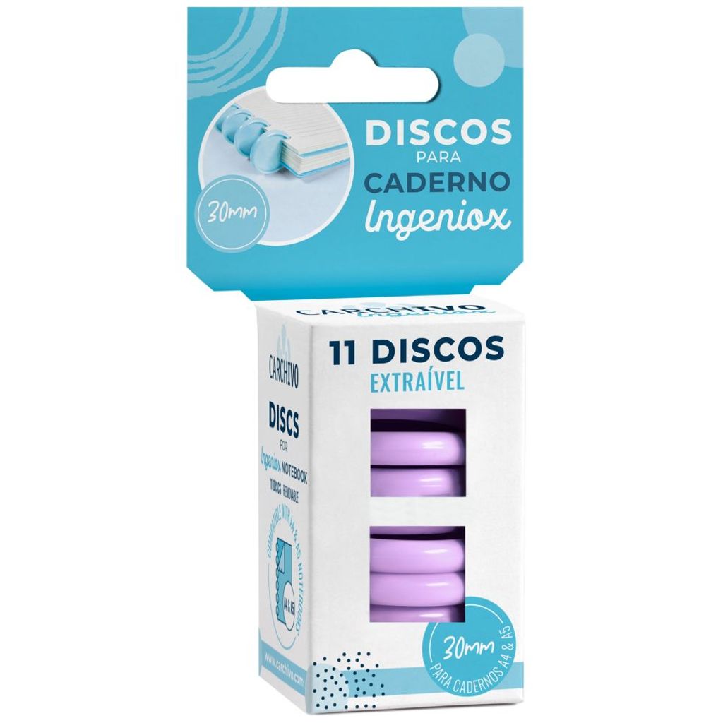 Pack 11 discos para cuaderno Ingeniox malva librerialamota