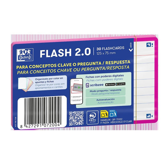 Flashcard Oxford Fucsia A7 librerialamota