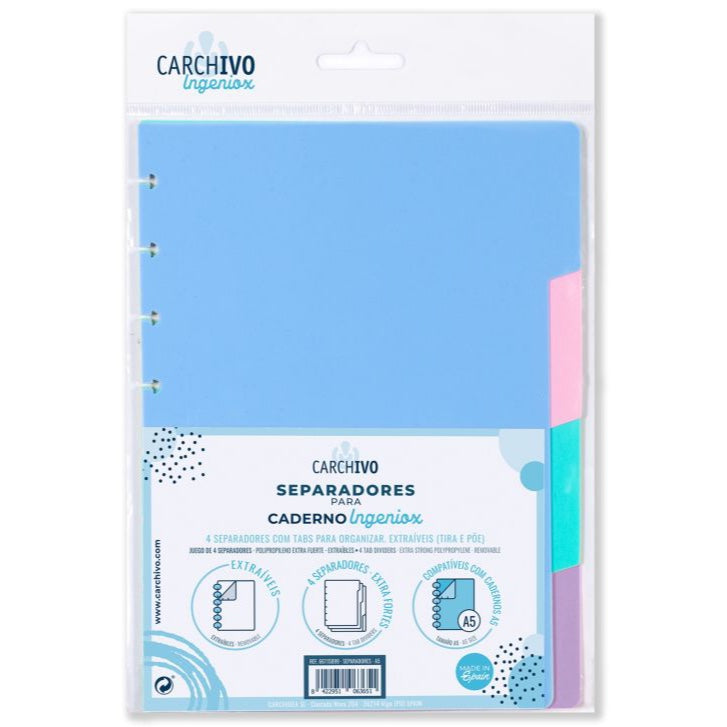 Separadores para cuaderno Ingeniox A5 tonos pasteles libreriadavinci