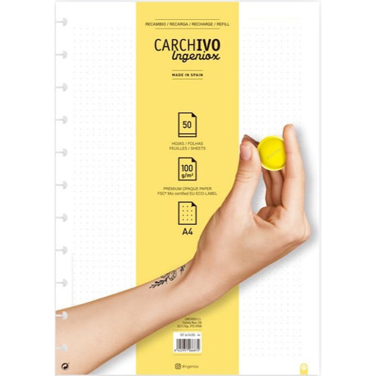 Recambio hojas dots A4 Cuaderno Ingeniox libreriadavinci