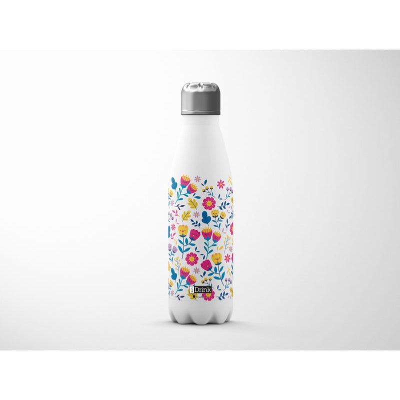 Botella de agua isotérmica Blanca Flores libreriadavinci