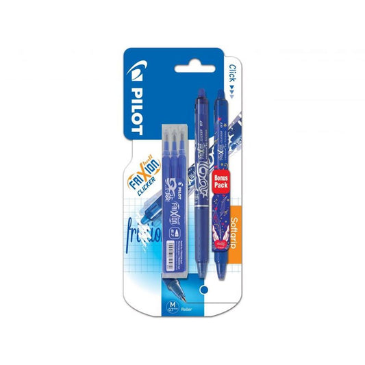 Pilot Frixion Cliker azul, blister 2 bolígrafos + 3 recambios libreriadavinci