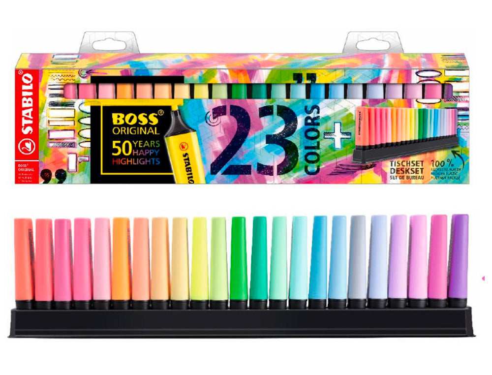 Pack 23 Stabilo Boss + deskset libreriadavinci