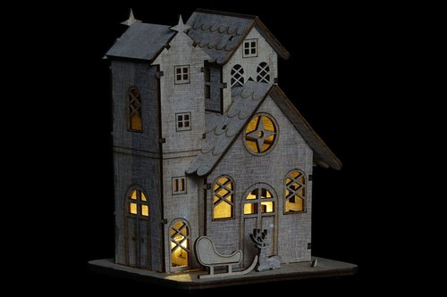 Adorno casa de madera con luz libreriadavinci