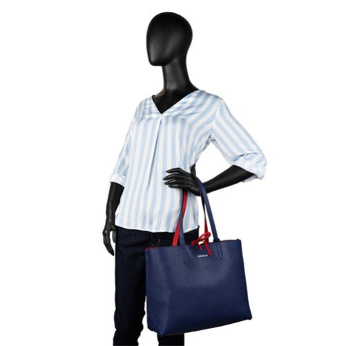 Bolso shopper reversible 15.6'' + neceser. Azul marino y rojo libreriadavinci